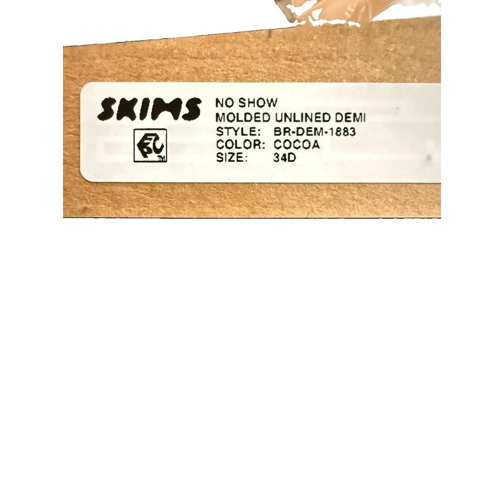 Skims Fits No Show Molded Unlined Demi Bra - New - Cocoa - 34D